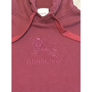 Burberry Burgundy Embroidered Equestrian Knight EKD Hoodie Mens Medium 180/96A